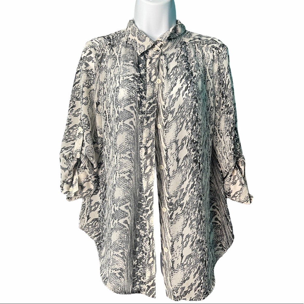 a.n.a Snake Skin Animal Print Blouse, size L